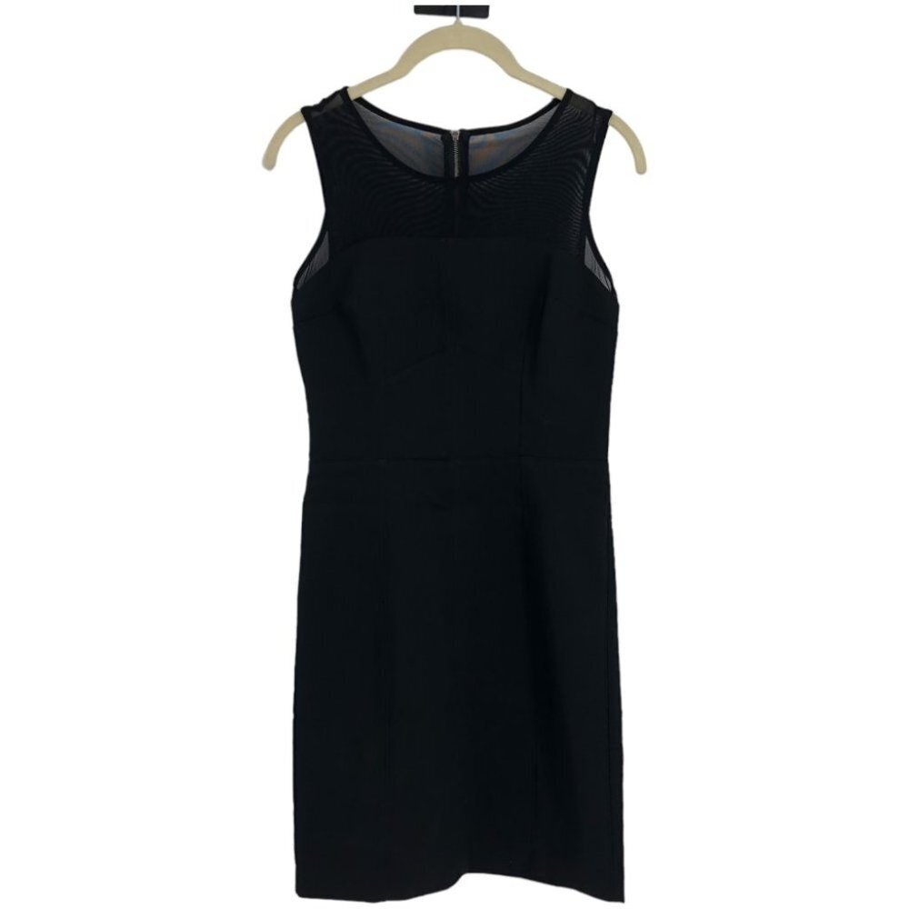 Dynamite black mesh sleeveless form fitting round illusion neck bodycon dress XS